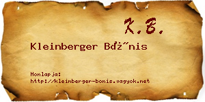 Kleinberger Bónis névjegykártya